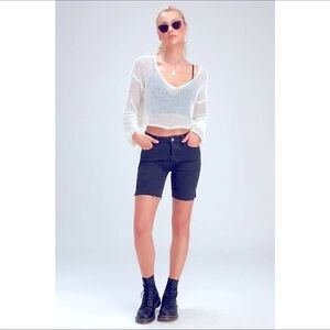 Free People So Chic Avery Denim Bermuda Stretch Shorts